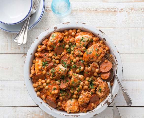 Chicken, chorizo and chickpea stew