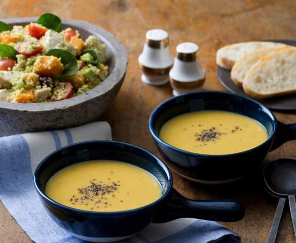 Italian chicken and couscous salad with chickpea soup