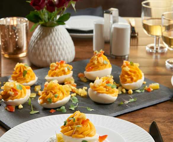 Deviled Eggs with Chow Chow and Cajun Sunshine