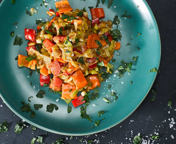 Paprika a pórek s balzamikem