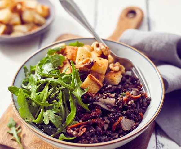 Linsensalat mit getrockneten Tomaten