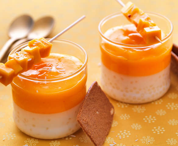 Verrine aux perles du Japon et coulis de mangue