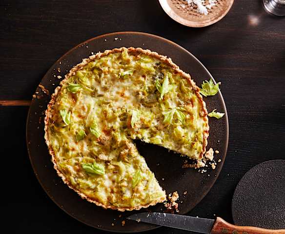 Porree-Tarte mit Blauschimmelkäse