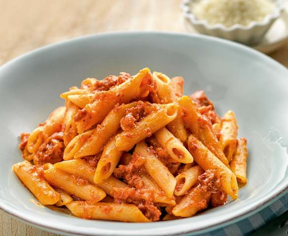 Pasta in tomatensaus met chorizo Pasta in tomatensaus met chorizo