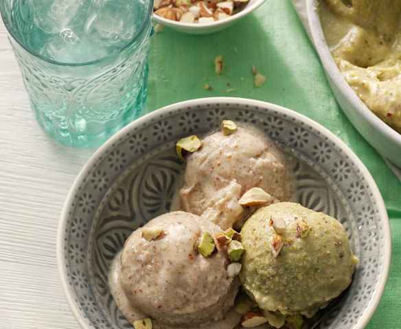 Helados de pistacho y almendra