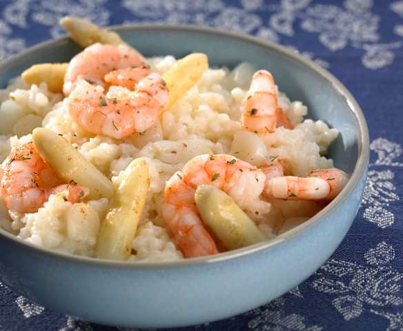 Spargel-Risotto mit Garnelen