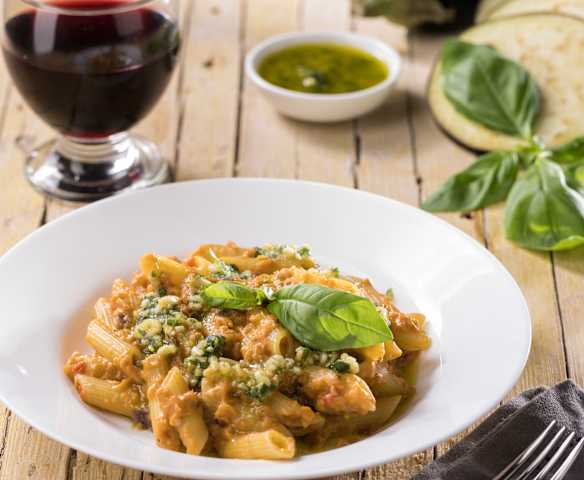 Penne risottate al pesto di melanzane