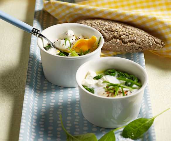 Rührei mit Spinat und Ziegenkäse Rührei mit Spinat und Ziegenkäse