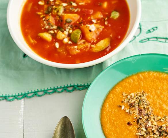 Sopa de abóbora e couves-de-bruxelas