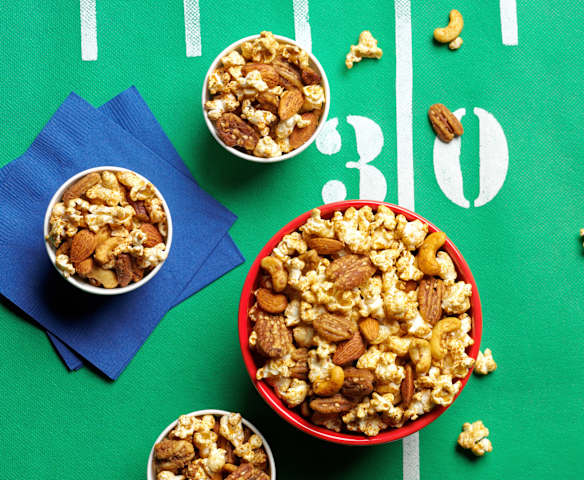Spicy Nuts and Popcorn Party Mix