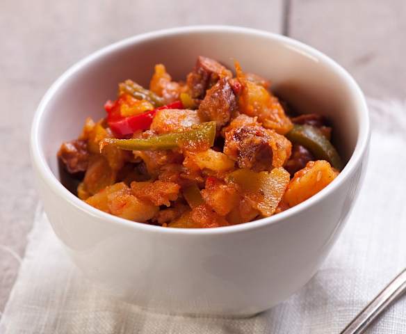 Paprika-Kartoffeln mit Kabanossi