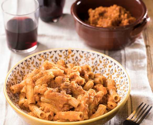 Sedanini integrali al ragù di lenticchie rosse