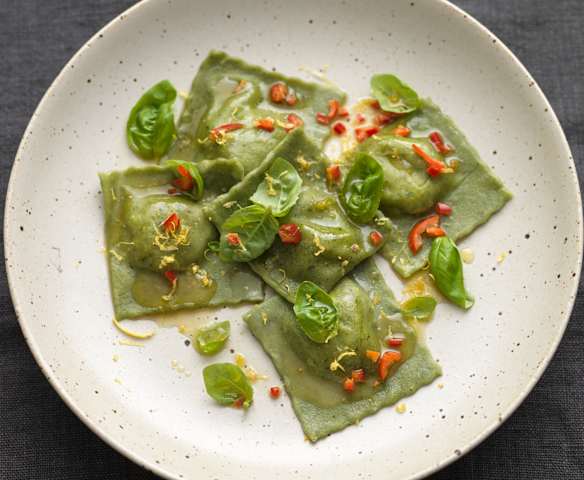 Prawn and Asparagus Basil Ravioli Prawn and Asparagus Basil Ravioli