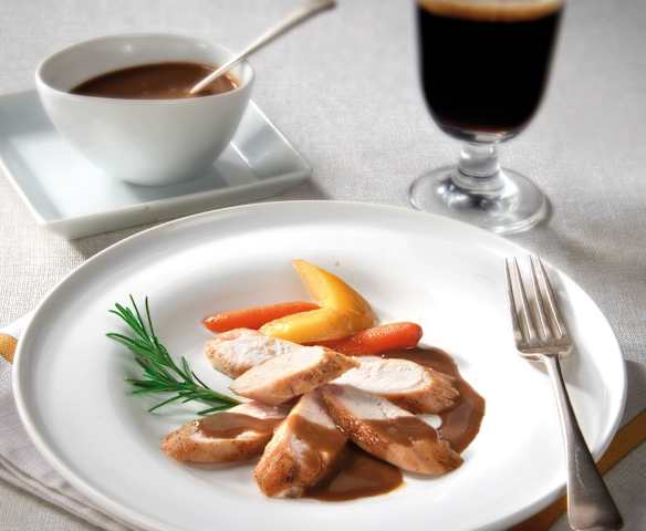 Filetto di coniglio con salsa alla birra scura