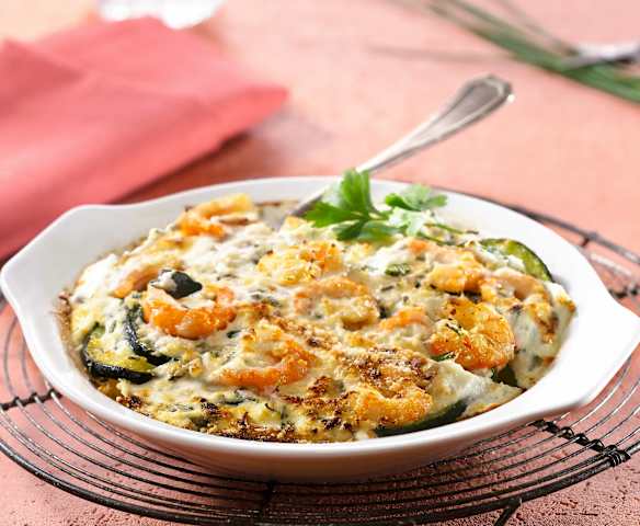 Gratin de courgettes aux crevettes Gratin de courgettes aux crevettes