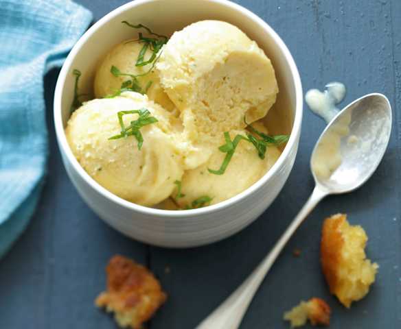 Menu petit prix - Glace à la pêche et au basilic