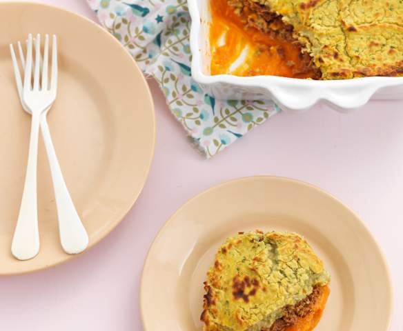 Empadão de vitela com 2 purés