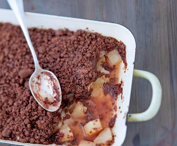 Crumble poires-chocolat