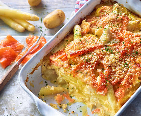 Spargel-Lachs-Auflauf