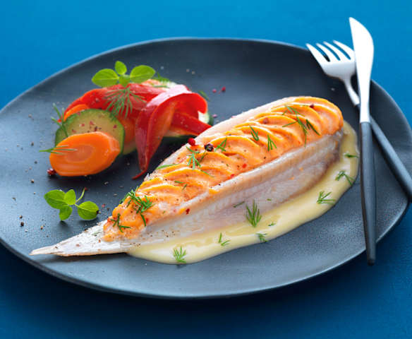 Sole, farce mousseline aux petits légumes