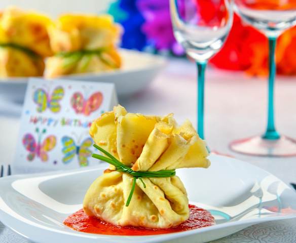 Fagottini di crêpes al baccalà e ceci