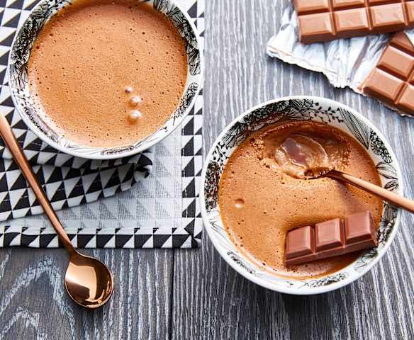 Mousse chocolat blond-café marbrée caramel