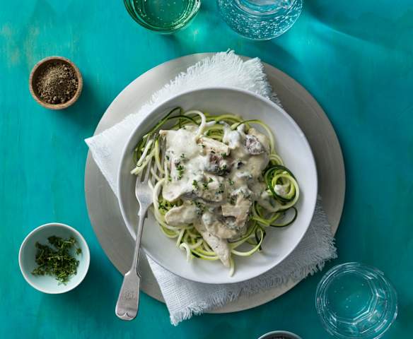 Creamy mushroom and chicken zoodles