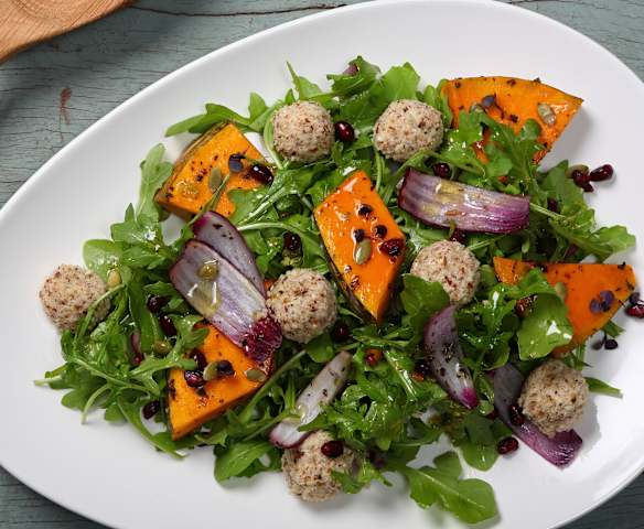 Spiced Labne with Squash and Rocket Salad