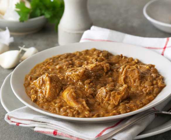Curry de lentejas con pollo