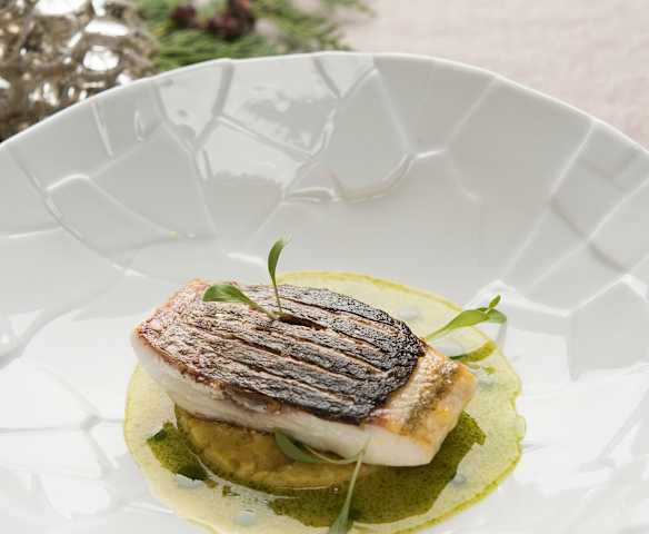 Gebratene Meeräsche mit Linsensauce