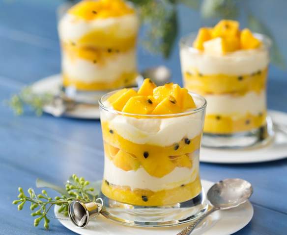 Savoiardi with mango and passionfruit Savoiardi with mango and passionfruit