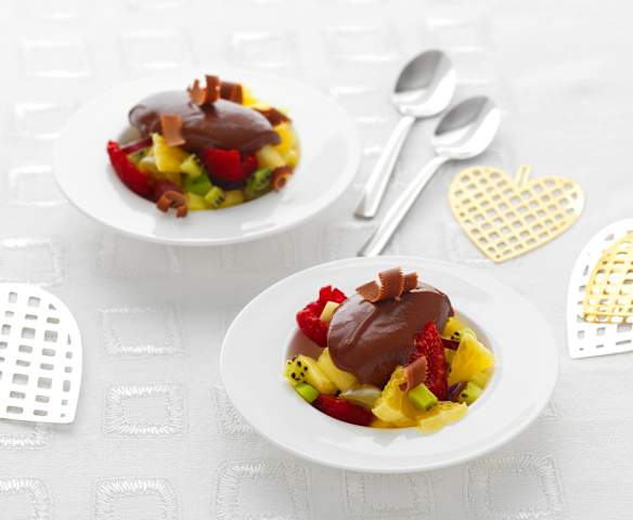 Emulsion de chocolat aux épices et fruits frais