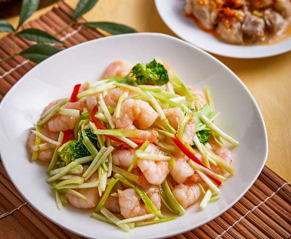 西兰花韭黄炒虾仁