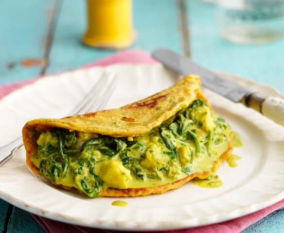 Pudla with Spinach and Paneer