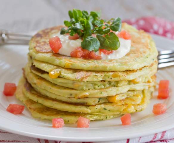 Zucchini, corn and ricotta pancakes Zucchini, corn and ricotta pancakes