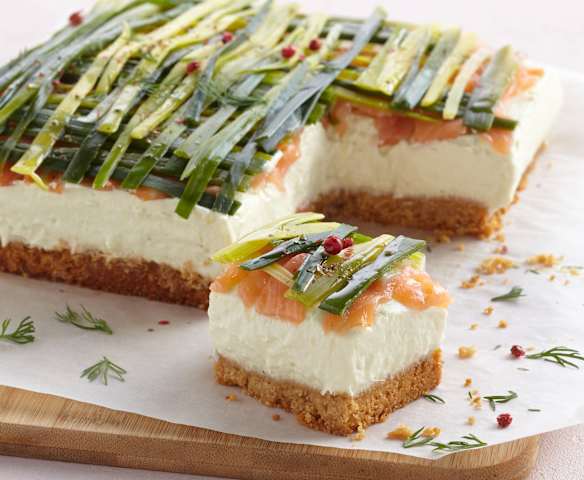 Cheesecake poireau et saumon fumé