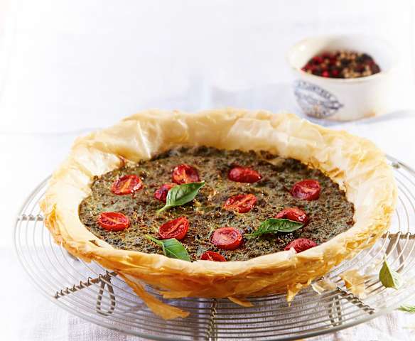 Tarta de espinaca con carne y requesón