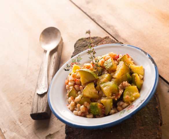 Guarnición de calabacitas con elote