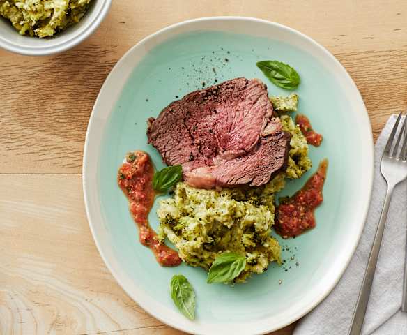 Roastbeef mit Brokkoli-Kartoffel-Püree