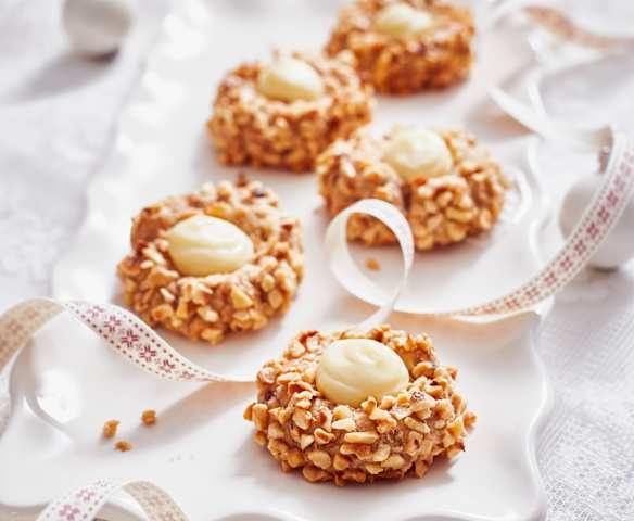 Husarenkrapfen mit weißer Schoko-Ganache