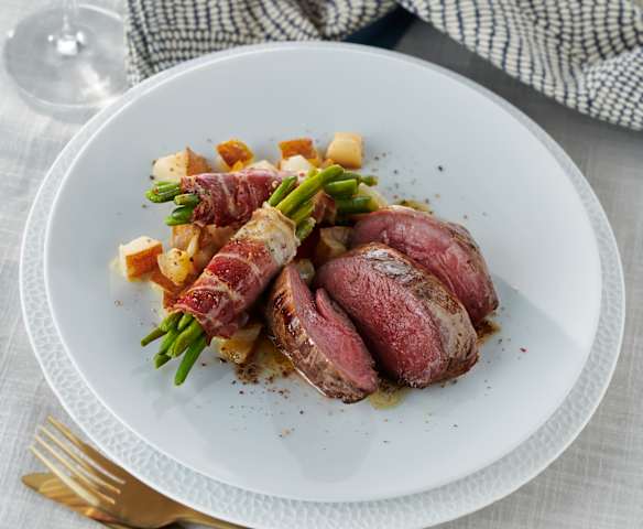Lammhüften mit Speckbohnen