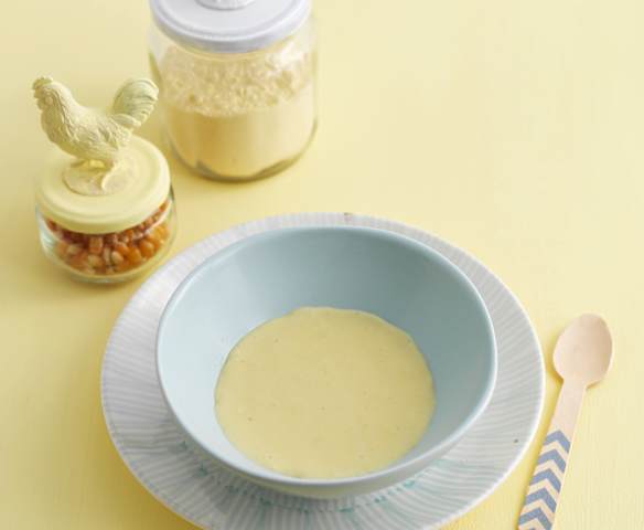 Papa de milho com pera e maçã