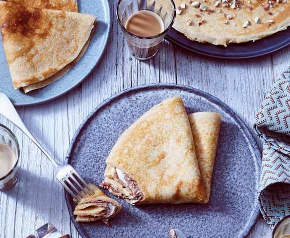 Pfannkuchen mit Milch-Schokoladen-Riegel