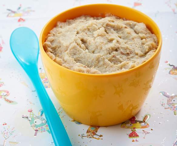 Papilla de lentejas, arroz y pollo