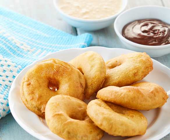 Gluten-Free Apple Fritters with Caramel Sauce