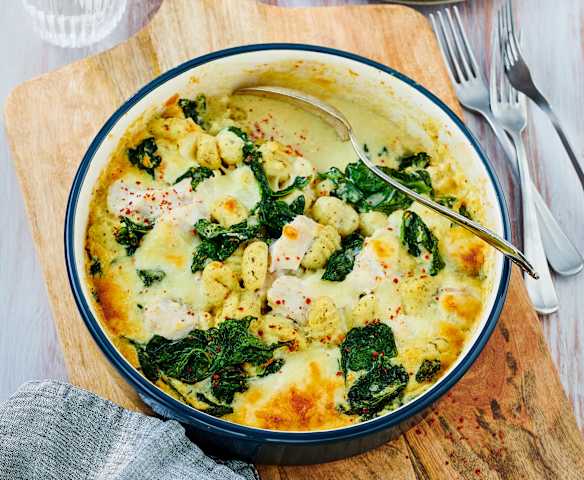 Gnocchi-Auflauf mit Hähnchen und Spinat