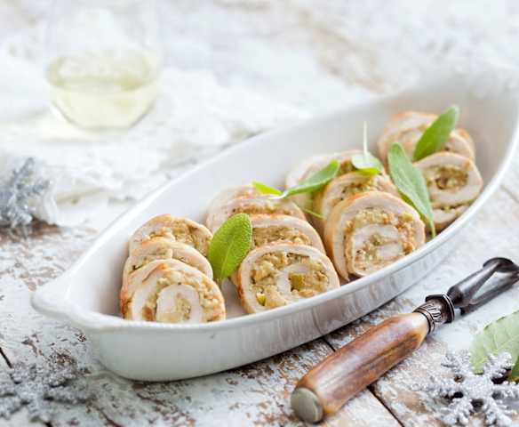 Turkey breast roulade with apple and sage stuffing Turkey breast roulade with apple and sage stuffing