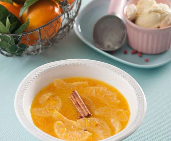 Postre de mandarinas estofadas