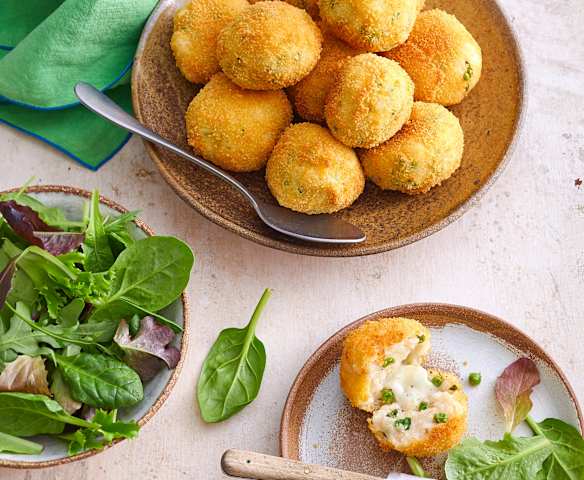 Arancini mozza, riz et petits pois
