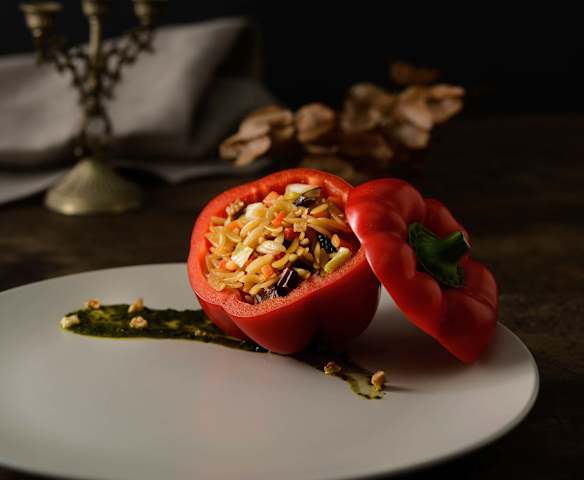 田園野蔬米形麵鑲彩椒